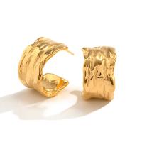 Stainless Steel Stud Earrings, 314 Stainless Steel, Letter C, Vacuum Ion Plating, fashion jewelry & for woman, golden, 20.80x13mm, Sold By Pair