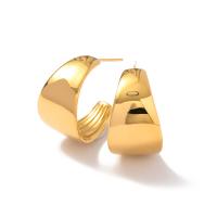 Stainless Steel Stud Earrings, 314 Stainless Steel, Letter C, Vacuum Ion Plating, fashion jewelry & for woman, golden, 14x22.10mm, Sold By Pair