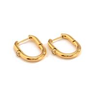 Stainless Steel Huggie Hoop Earring 314 Stainless Steel with Cubic Zirconia Vacuum Ion Plating fashion jewelry & for woman golden Sold By Pair