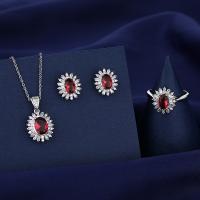 Strass sieraden Sets, Messing, Bloem, geplatineerd, voor vrouw & met strass, meer kleuren voor de keuze, Verkocht door PC