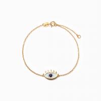 Bracelet Evil Eye bijoux, laiton, avec 5cm chaînes de rallonge, Mauvais œil, Placage de couleur d'or, pour femme & émail & avec strass, plus de couleurs à choisir, protéger l'environnement, sans nickel, plomb et cadmium, Longueur:Environ 15 cm, Vendu par PC