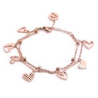 Titanium Steel Bracelet & Bangle, Heart, Vacuum Ion Plating, Double Layer & for woman & hollow, more colors for choice, Length:Approx 15-17 cm, Sold By PC