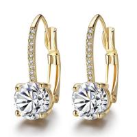 Rhinestone Earring Zinc Alloy Geometrical Pattern gold color plated for woman & with rhinestone nickel lead & cadmium free Sold By Pair