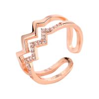 Rhinestone Finger Ring, Brass, plated, Double Layer & adjustable & for woman & with rhinestone, more colors for choice, nickel, lead & cadmium free, US Ring Size:6-8, Sold By PC