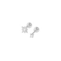 Zircon cubique Micro Pave d'oreille en argent sterling, argent sterling 925, Motif géométrique, Placage, Style coréen & pavé de micro zircon & pour femme, plus de couleurs à choisir, 12.46x4.06mm, Vendu par paire