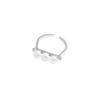 925 Sterling Silver Finger Rings, with Plastic Pearl, plated, Korean style & adjustable & for woman, more colors for choice, 5.25mm, US Ring Size:6, Sold By PC