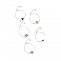 Cyrkonia mikro utorować pierścionki srebrne, Srebro 925, Koreański styl & regulowany & mikro utorować cyrkonia & dla kobiety, dostępnych więcej kolorów, rozmiar:6-8, sprzedane przez PC