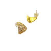 Brass Stud Earring, 18K gold plated, micro pave cubic zirconia & for woman, 11x12.50mm, Sold By Pair