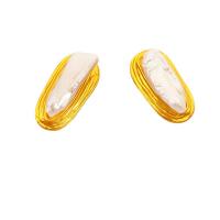 Freshwater Pearl Earrings Brass with Freshwater Pearl 18K gold plated & for woman Sold By Pair