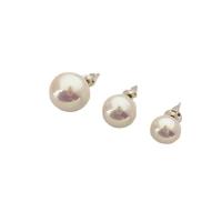 Freshwater Pearl Earrings, Brass, with pearl, platinum color plated, different materials for choice & different size for choice & for woman, white, Sold By Pair