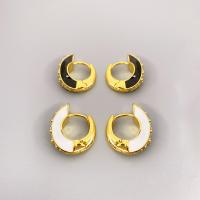 Brass Huggie Hoop Earring 18K gold plated micro pave cubic zirconia & for woman & enamel Sold By Pair