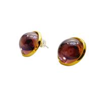 Natural Gemstone Earrings Brass with Gemstone 18K gold plated & for woman Sold By Pair