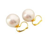 Brass Drop Earring with Plastic Pearl gold color plated for woman 20mm Sold By Pair