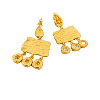 Messing Tropfen Ohrringe, 18 K vergoldet, Micro pave Zirkonia & für Frau, 22x43.20mm, verkauft von Paar