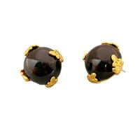 Brass Stud Earring, with Lampwork, 18K gold plated, for woman, more colors for choice, 20x20mm, Sold By Pair