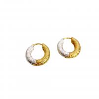 Messing Huggie Hoop Ohrringe, Kreisring, plattiert, für Frau, zwei verschiedenfarbige, 18.50mm, verkauft von Paar