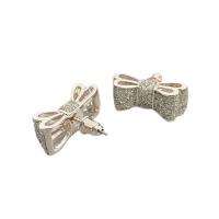 Brass Stud Earring Bowknot platinum color plated for woman & enamel 22.30mm Sold By PC