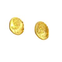 Pendientes de Perno en Latón, metal, chapado en oro de 18 K, para mujer, 15.30x18mm, Vendido por Par