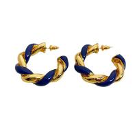 Brass Stud Earring, 18K gold plated, for woman & enamel, more colors for choice, 33.20mm, Sold By Pair