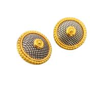 Pendientes de Perno en Latón, metal, Forma de botón, chapado en oro de 18 K, diferentes estilos para la opción & para mujer, 22.50mm, Vendido por Par