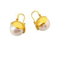 Messing Tropfen Ohrringe, mit Kunststoff Perlen, plattiert, für Frau, keine, 17.60x27.60mm, verkauft von Paar
