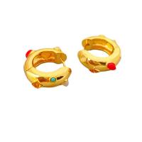 Brass Huggie Hoop Earring, with Plastic, 18K gold plated, for woman, 17.30mm, Sold By Pair