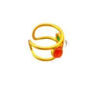 Brass Finger Ring with Agate 18K gold plated Adjustable & for woman Sold By PC