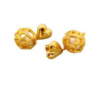 Pendientes de Perlas de Freshwater, metal, con Perlas cultivadas de agua dulce, chapado en oro de 18 K, para mujer, 16.50x30mm, Vendido por Par
