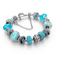 European Bracelet Zinc Alloy with Crystal & Lampwork plated & for woman & with rhinestone Sold By PC
