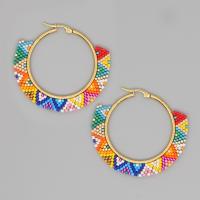 Tibetan Style Drop Earrings, Seedbead, with Tibetan Style, fashion jewelry & Bohemian style & for woman, multi-colored, 55x50mm, Sold By Pair