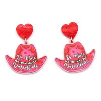 Acrylic Jewelry Earring Hat fashion jewelry & for woman pink Sold By Pair