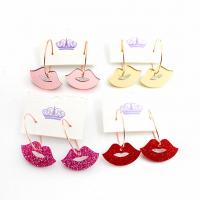 Acrylic Jewelry Earring, with Tibetan Style, Lip, fashion jewelry & for woman, more colors for choice, 34x20mm, Sold By Pair