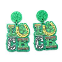 Acrylic Jewelry Earring, fashion jewelry & for woman, green, 35x29mm, Sold By Pair