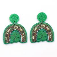 Boucle d'oreille bijoux acrylique, bijoux de mode & pour femme, vert, 30x35mm, Vendu par paire