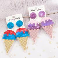 Acrylic Jewelry Earring, Ice Cream, fashion jewelry & for woman, more colors for choice, 65x31mm, Sold By Pair