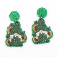 Acrylic Jewelry Earring, fashion jewelry & for woman, green, 35x30mm, Sold By Pair