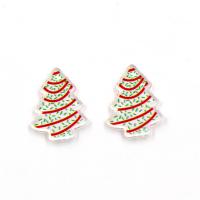 Acrylic Jewelry Earring Christmas Tree Christmas Design & fashion jewelry & for woman Sold By Pair