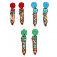 Acrylic Jewelry Earring, pencil, fashion jewelry & for woman, more colors for choice, 40x12mm, 2Pairs/Bag, Sold By Bag
