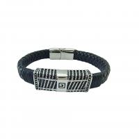 PU Leather Cord Bracelets Titanium Steel with leather cord fashion jewelry & Unisex black Inner Approx 56mm Sold By PC