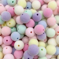 Frosted akryl perler, Runde, du kan DIY & forskellig størrelse for valg & med velveteen dækket, flere farver til valg, Ca. 200pc'er/Bag, Solgt af Bag