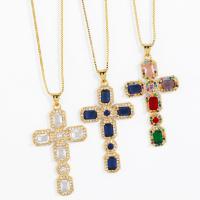 Brass Necklace with Cubic Zirconia with 5cm extender chain Cross 18K gold plated for woman nickel lead & cadmium free Length Approx 45 cm Sold By PC