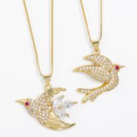 Cubic Zircon Micro Pave Brass Necklace with 5cm extender chain Bird 18K gold plated & micro pave cubic zirconia & for woman nickel lead & cadmium free Length Approx 45 cm Sold By PC