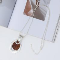 Zinc Alloy Sweater Chain Necklace with Wood plated fashion jewelry & for woman nickel lead & cadmium free Length Approx 80 cm Sold By PC