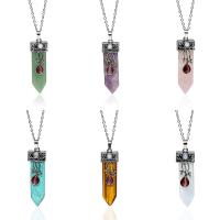 Gemstone Pendants Jewelry, with Tibetan Style, platinum color plated, different materials for choice, nickel, lead & cadmium free, 56x13mm, Sold By PC