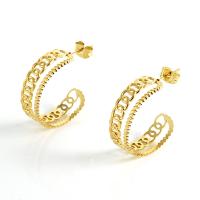 Boucle d'oreille Acier Titane, Plaqué or 18K, bijoux de mode & pour femme, doré, 25mm, Vendu par paire