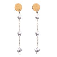 Stainless Steel Drop Earring 304 Stainless Steel with Plastic Pearl Heart plated fashion jewelry & for woman 12mm 75mm Sold By PC