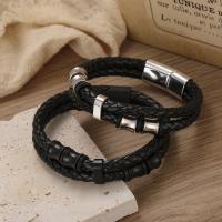 PU Leather Cord Bracelets with Zinc Alloy Double Layer & fashion jewelry & Unisex Length Approx 8.27 Inch Sold By PC