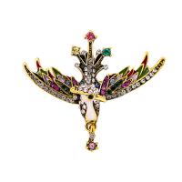Rhinestone Brooch, Tibetan Style, Bird, fashion jewelry & for woman & with rhinestone, nickel, lead & cadmium free, 50x43mm, Sold By PC