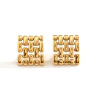 Brincos de garanhão de aço inoxidável, Quadrado, joias de moda & para mulher, dourado, 16.50x18.90mm, vendido por par