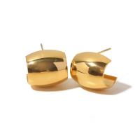 Brincos de garanhão de aço inoxidável, joias de moda & para mulher, dourado, 16x14mm, vendido por par